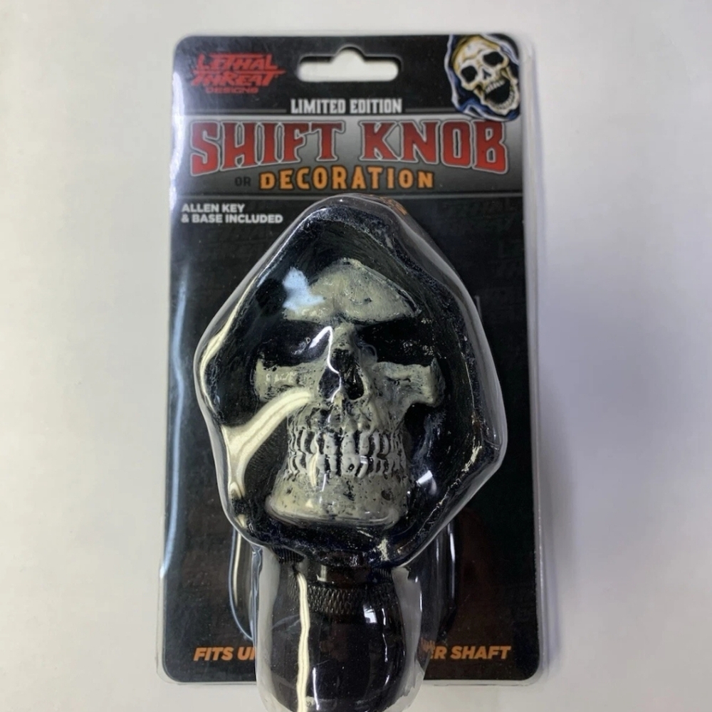 LETHAL THREAT  FLAMING SKULL SHIFT SHIFTER KNOB Up  To .37 Shifter Shaft REAPER
